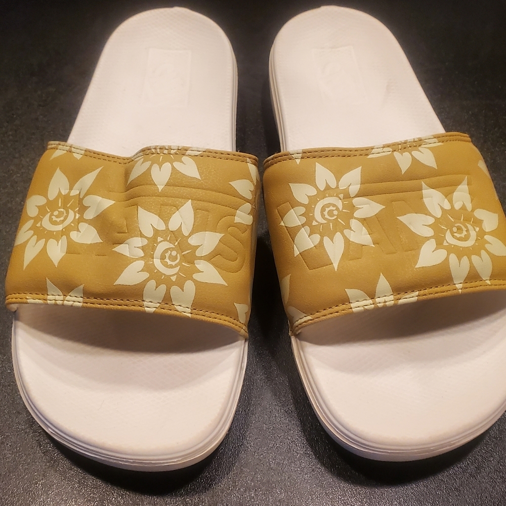 Vans La Costa Slide-On Floral Mustard Gold Size 11